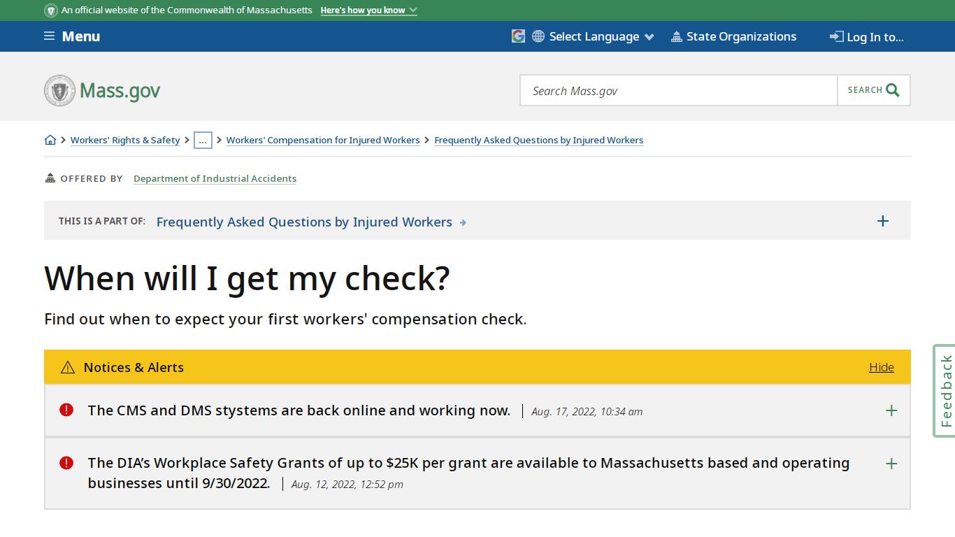 When will I get my check? | Mass.gov